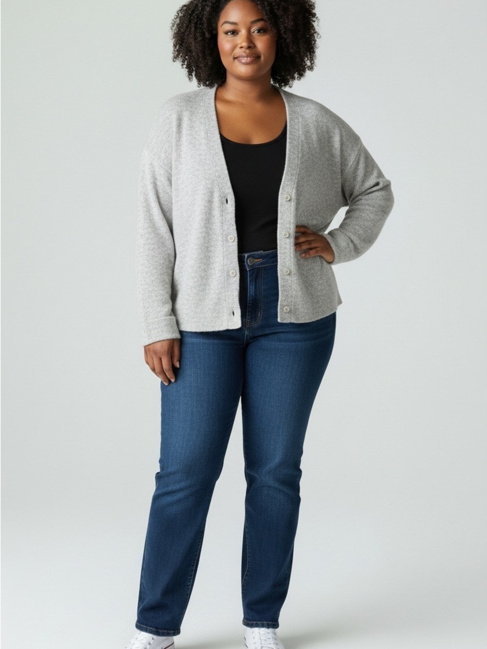 wild fable Light Gray Button-Front Women’s Cardigan